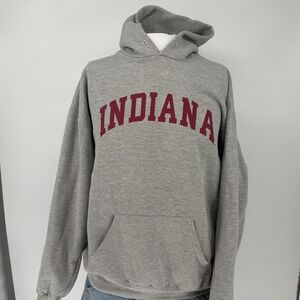 Lee Heavyweight Indiana University Hoodie Grey Crimson Arched Logo Mens XL